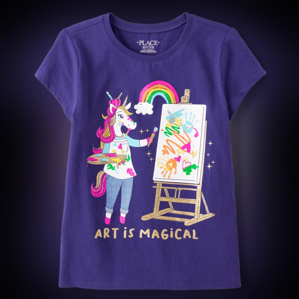 Girls Unicorn Art Graphic Tee 7/8